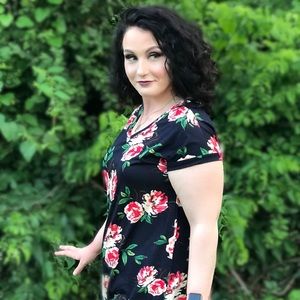 ** New** Pink Floral Shirt on Navy